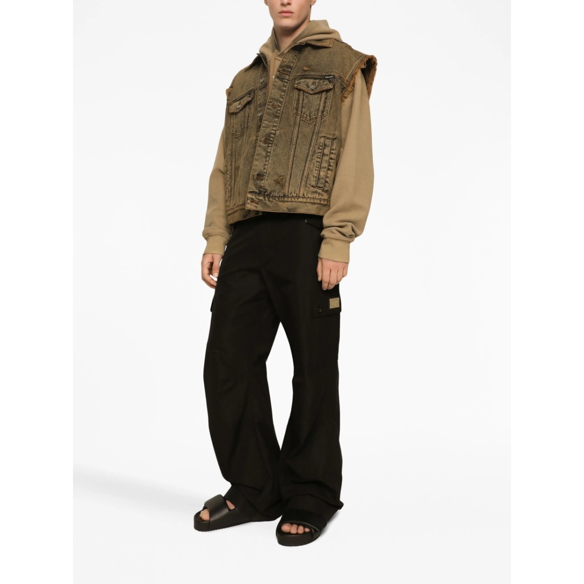 cargo-pocket logo-plaque cotton trousers - Img 2