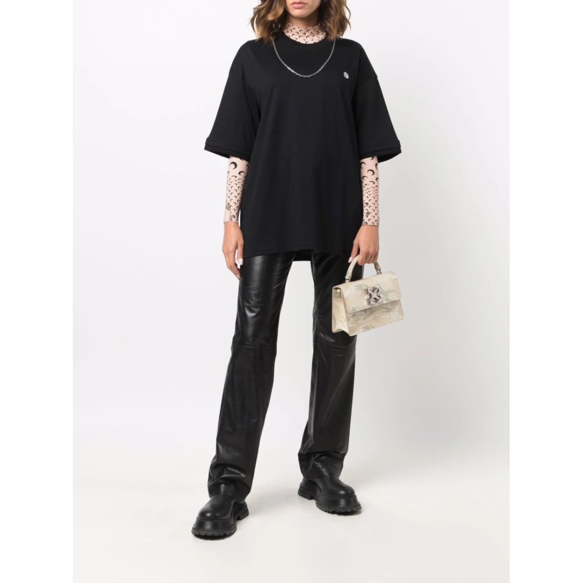 chain-link collar T-shirt - Img 3