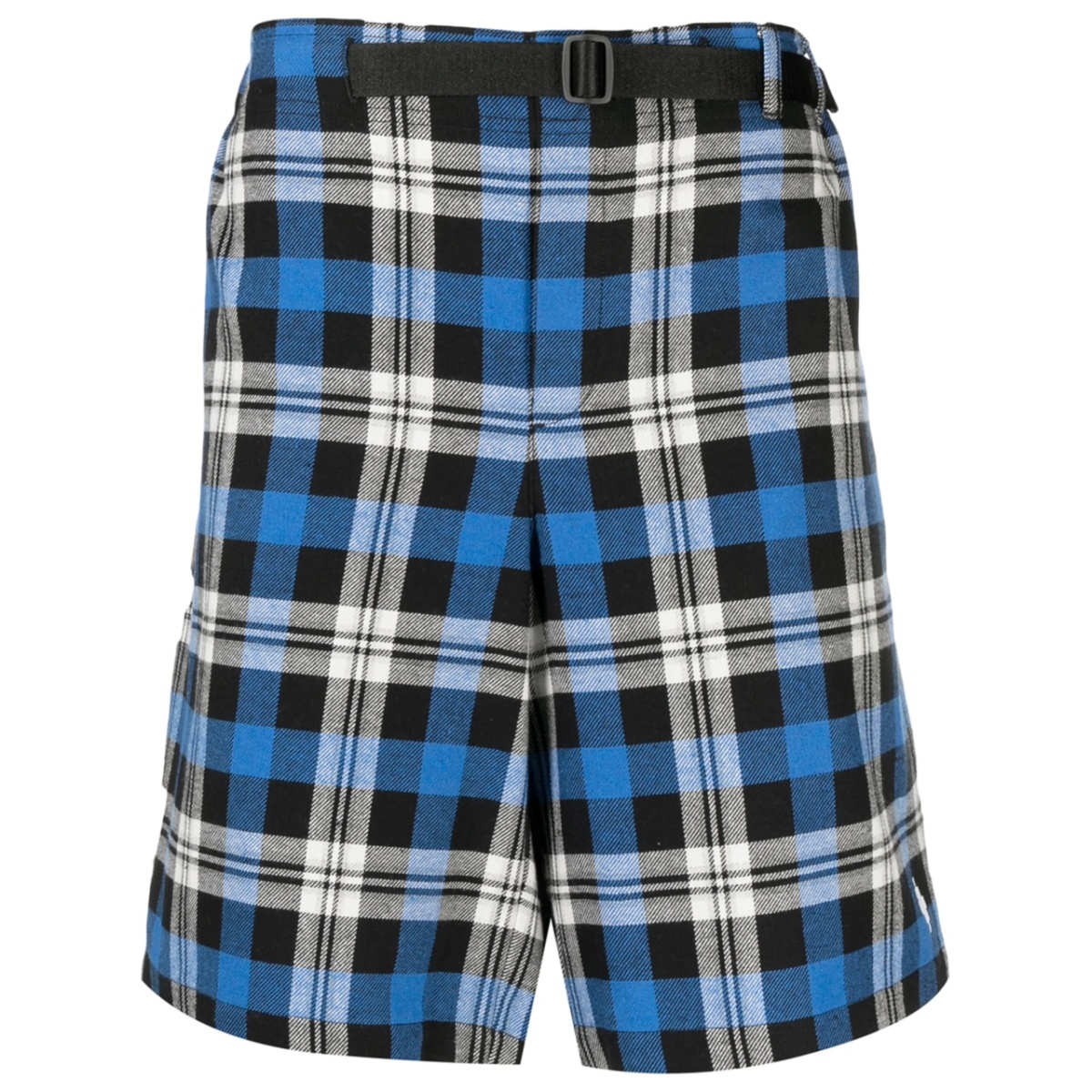 check-pattern belted shorts