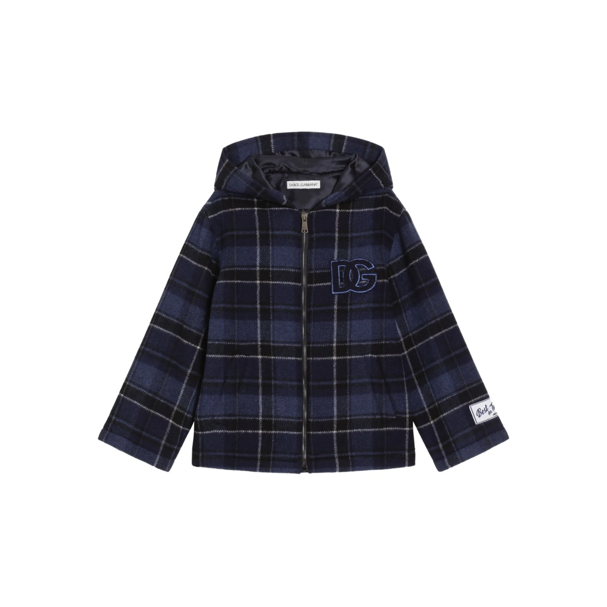 check-pattern hooded jacket