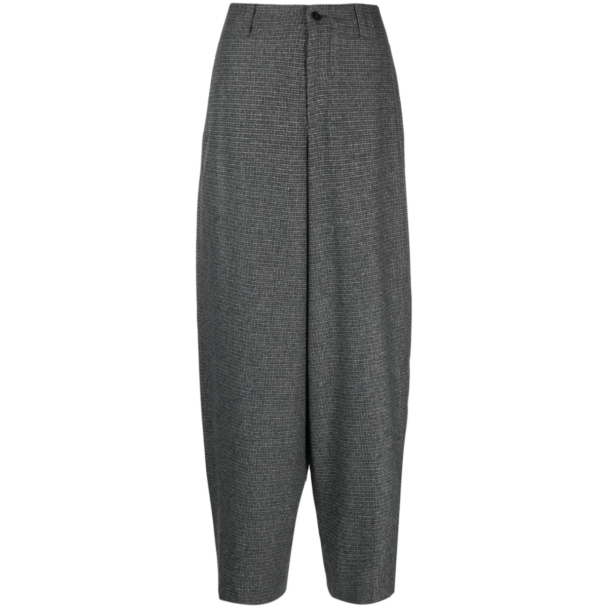 check-pattern tapered trousers