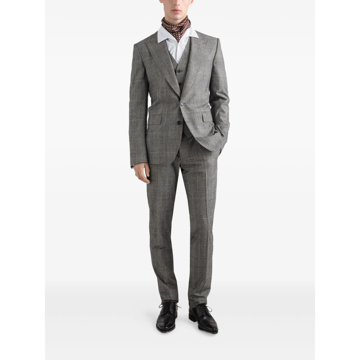 check-pattern three-piece suit - Img 2