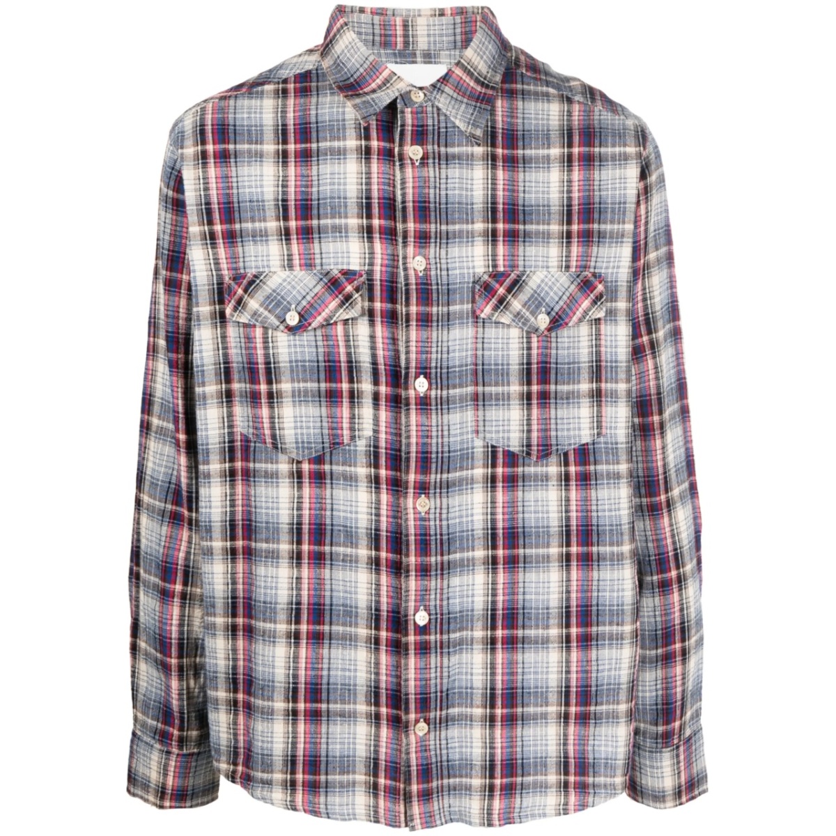 check-print two-pocket shirt