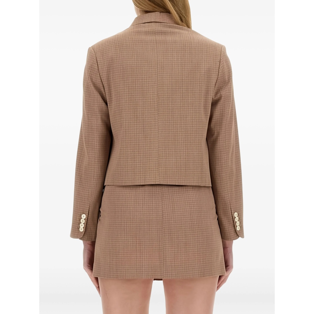 checked cropped jacket - Img 4