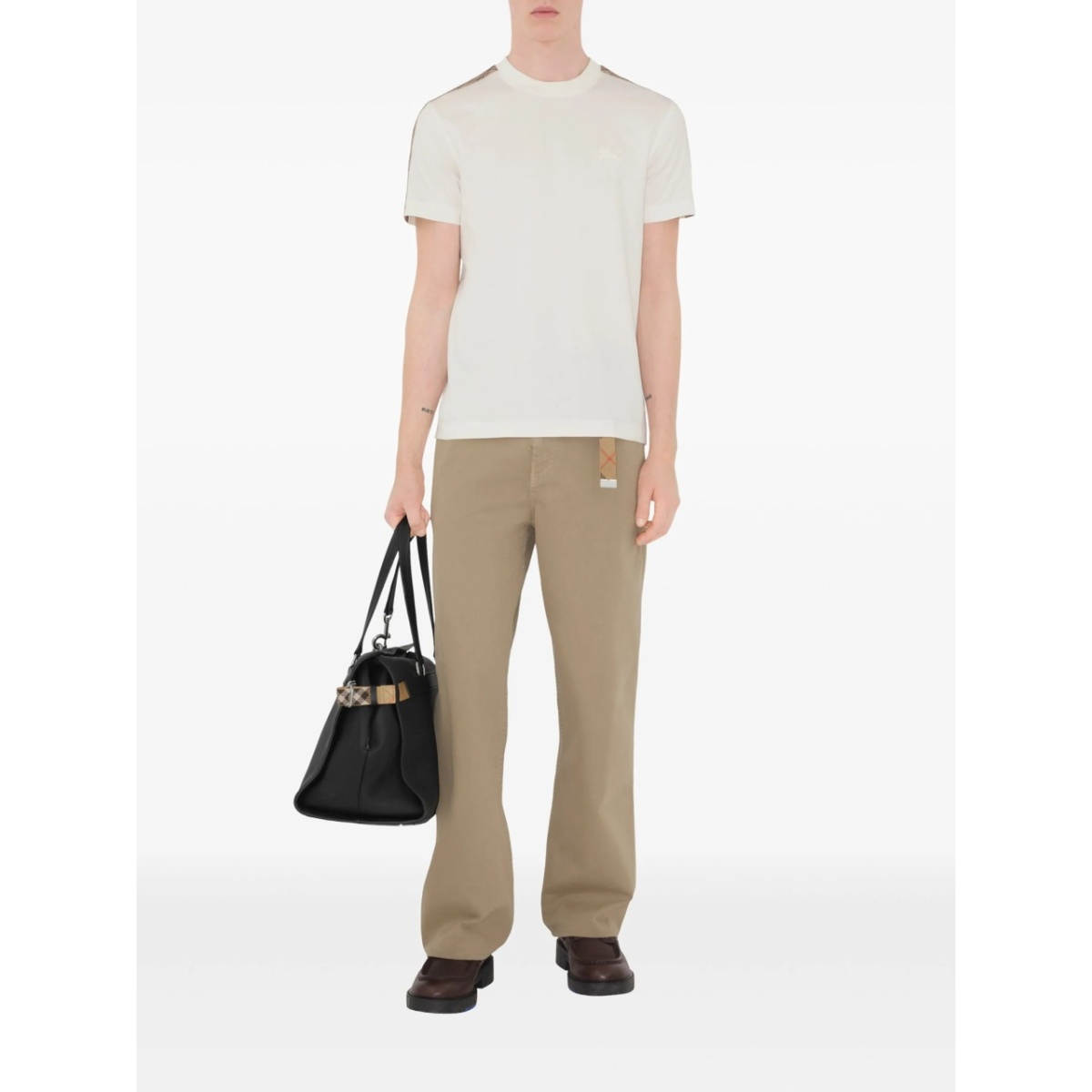 checkered-trim cotton T-shirt - Img 2