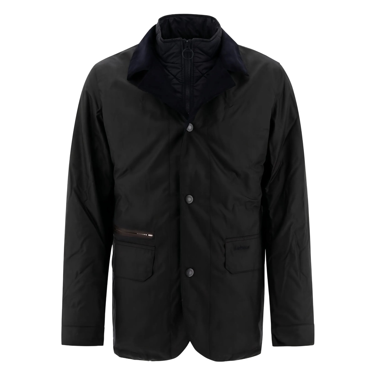 corduroy-collar quilted jacket