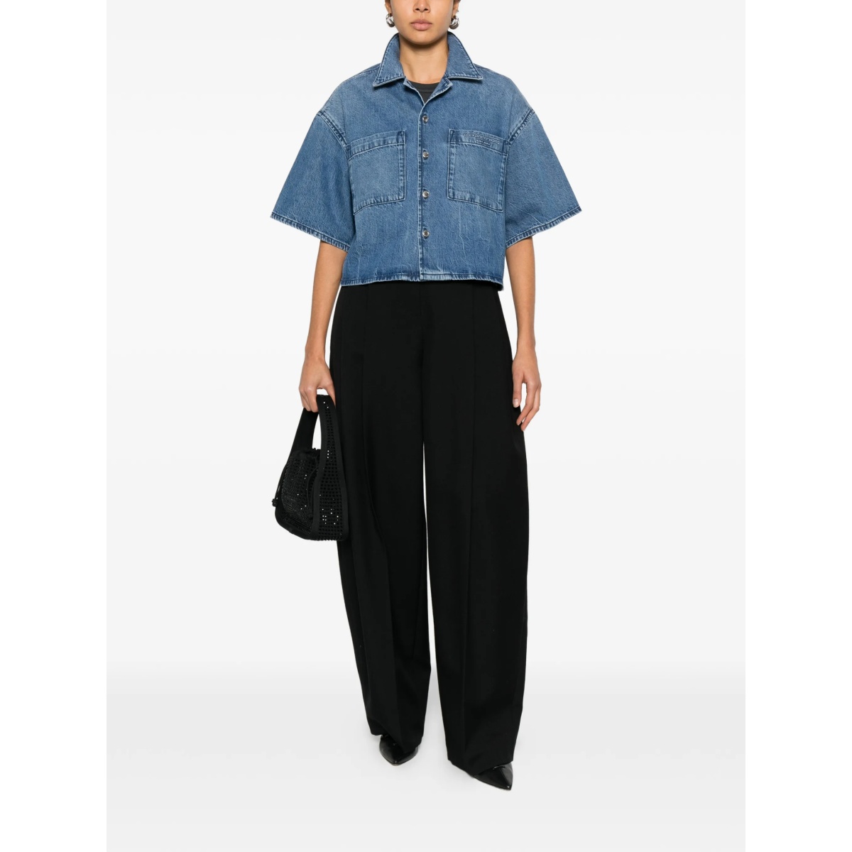cropped denim shirt - Img 2
