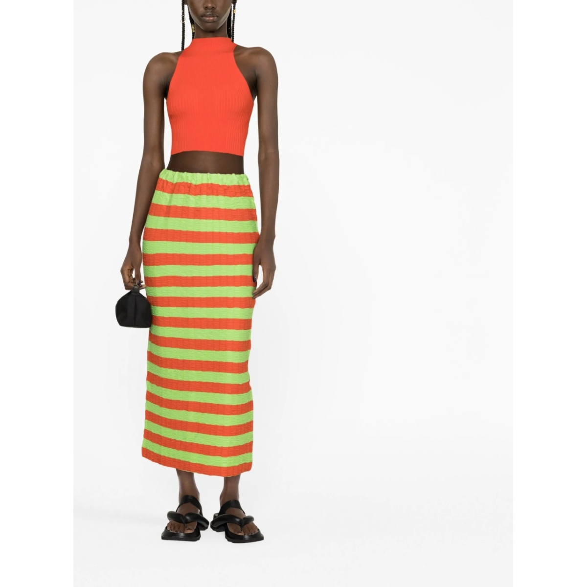Curled striped midi skirt - Img 2