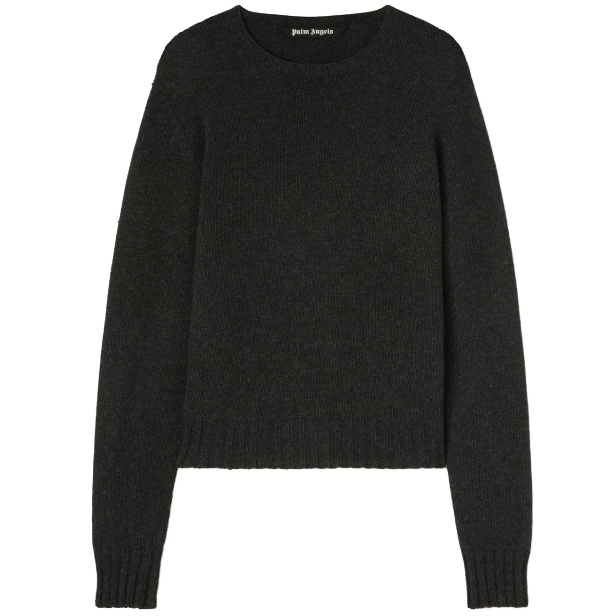 curved-logo wool sweater