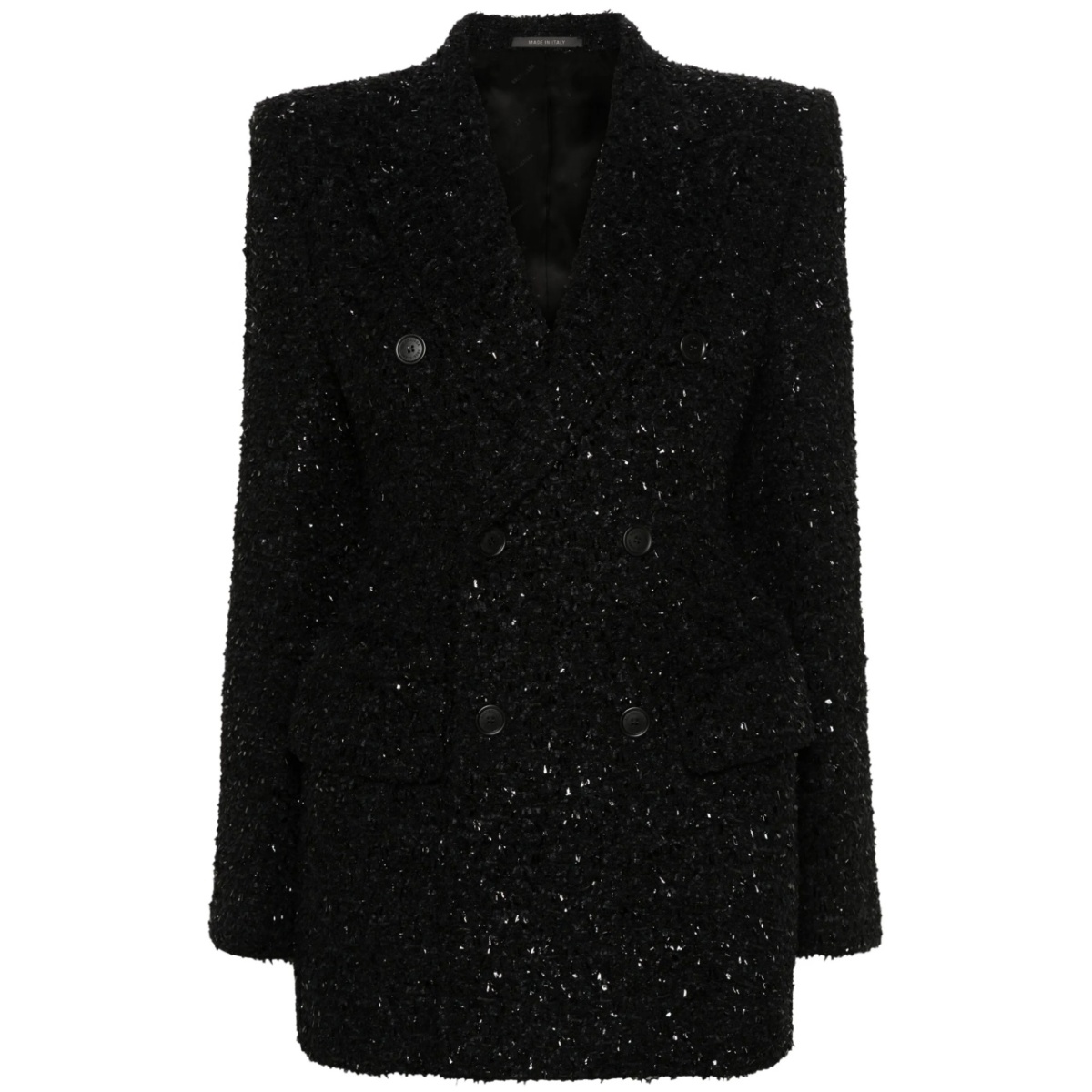 double-breasted bouclé blazer