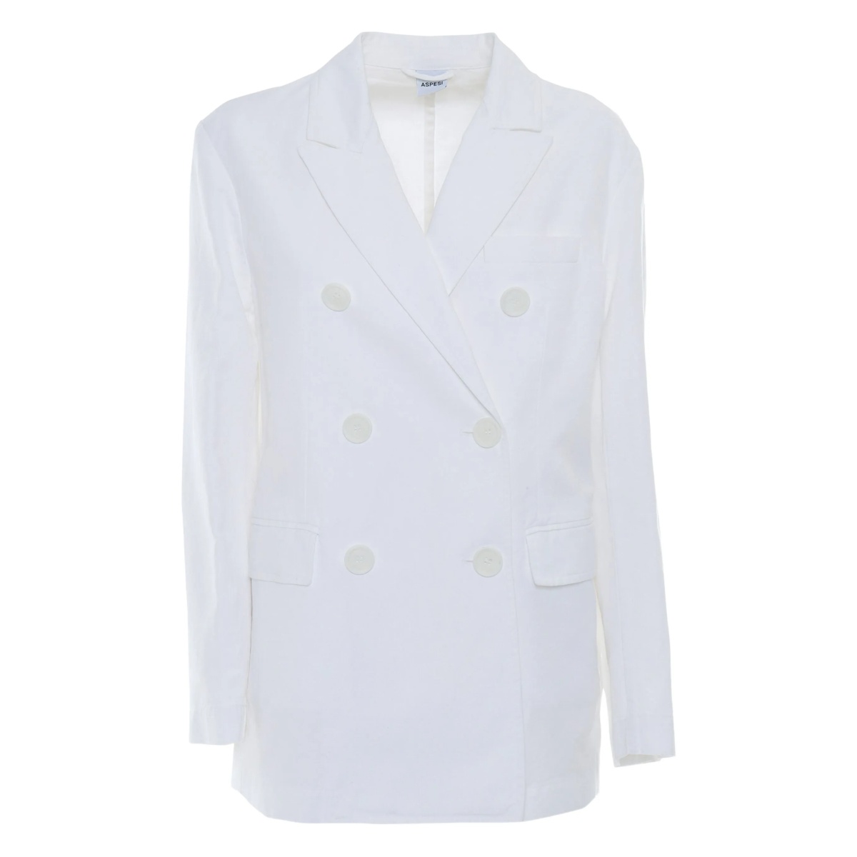 double-breasted cotton linen blazer