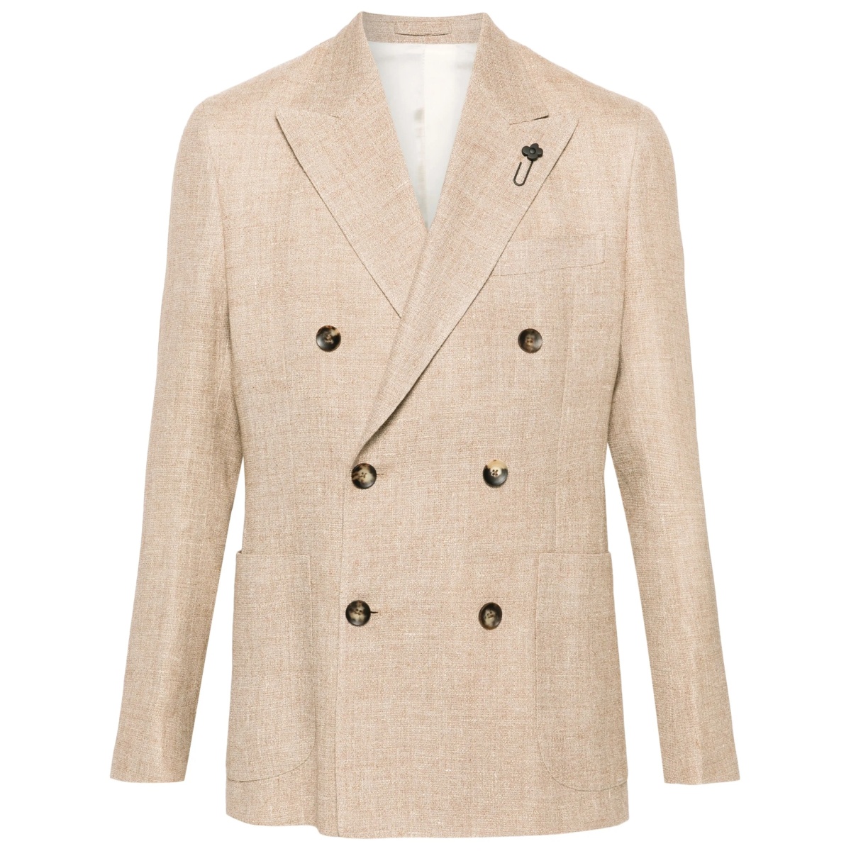 double-breasted linen blend blazer