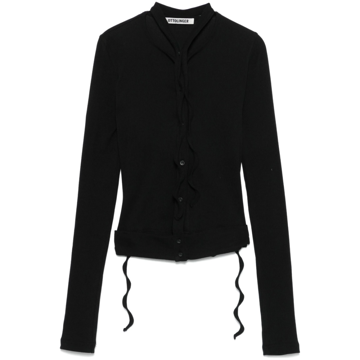 double-fastening ribbed cardigan