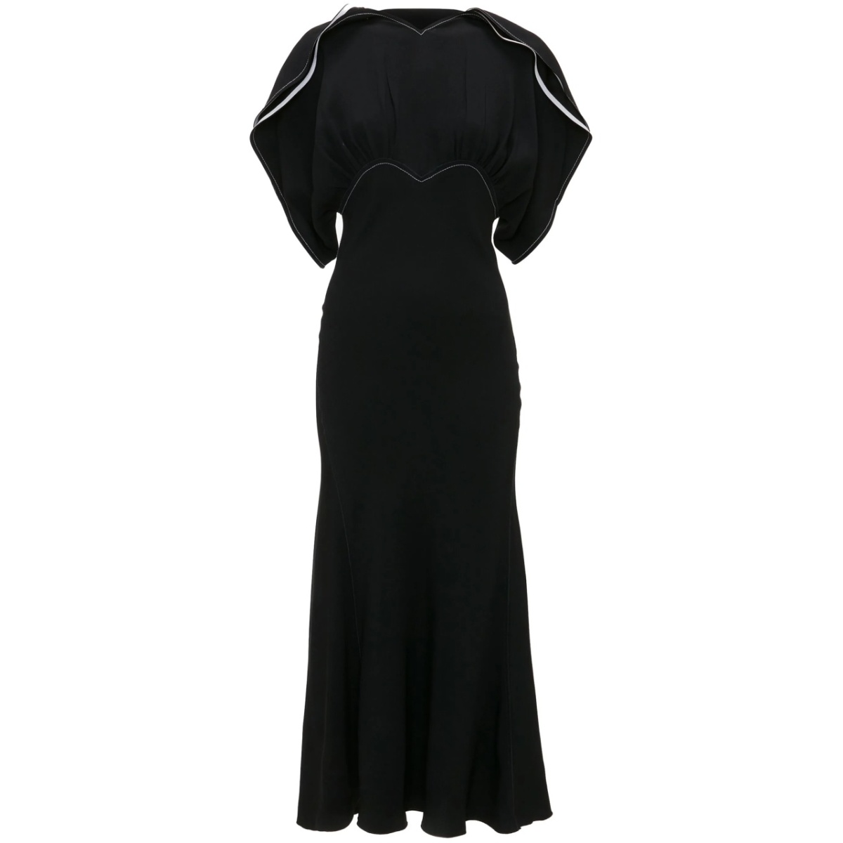 draped-sleeve flared midi dress