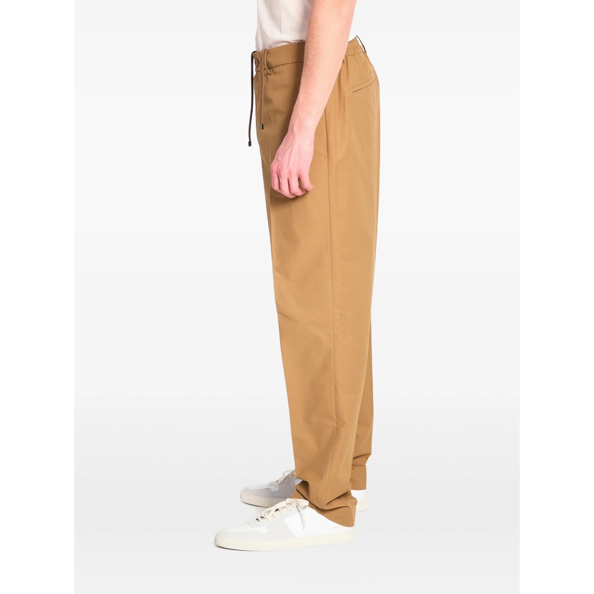 drawstring leather logo patch trousers - Img 3