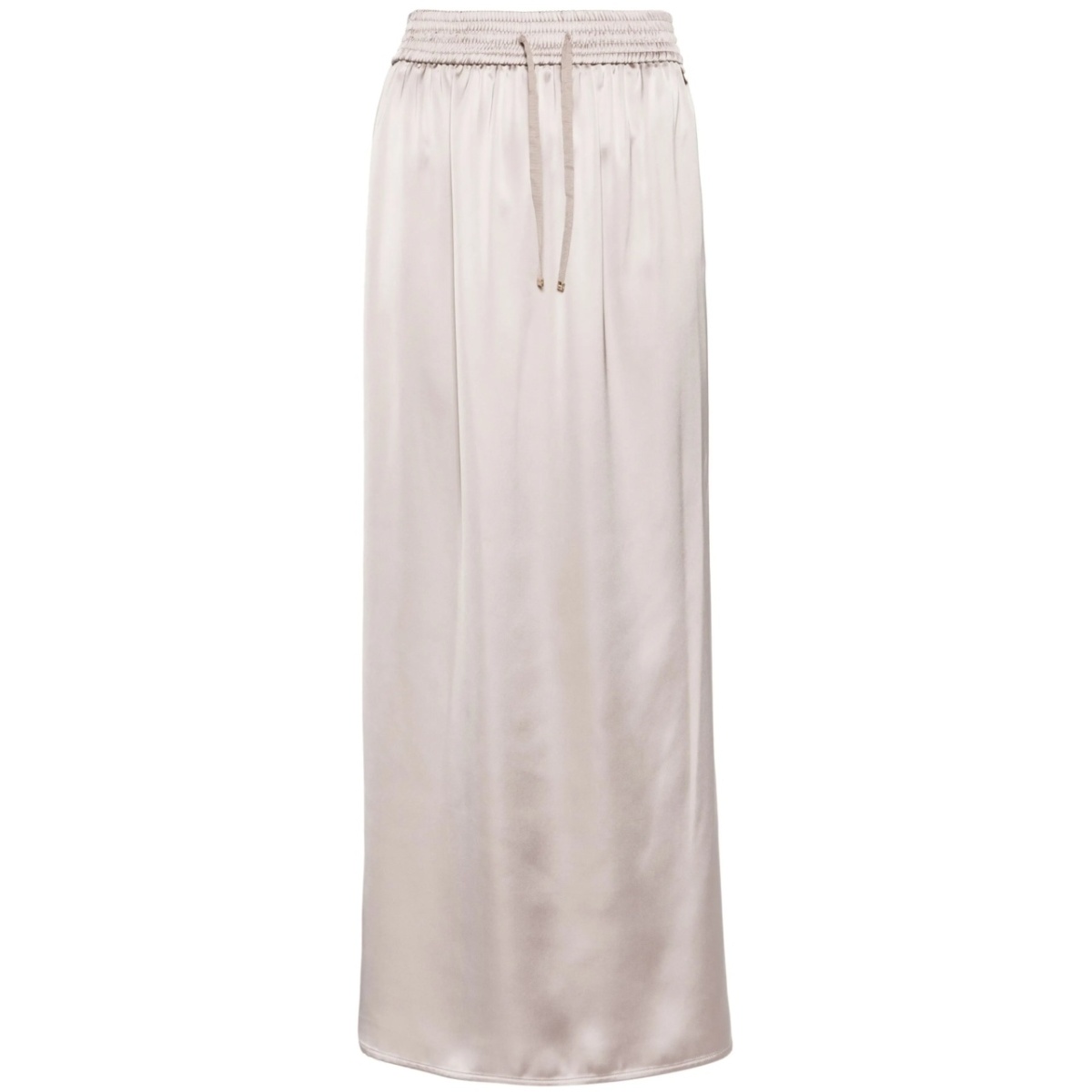 drawstring-waist satin midi skirt