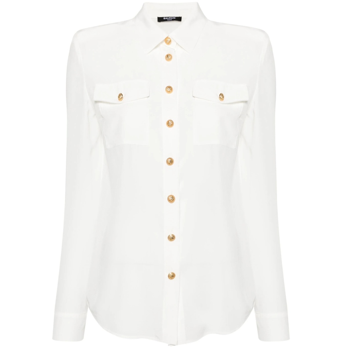 embossed-buttons silk shirt