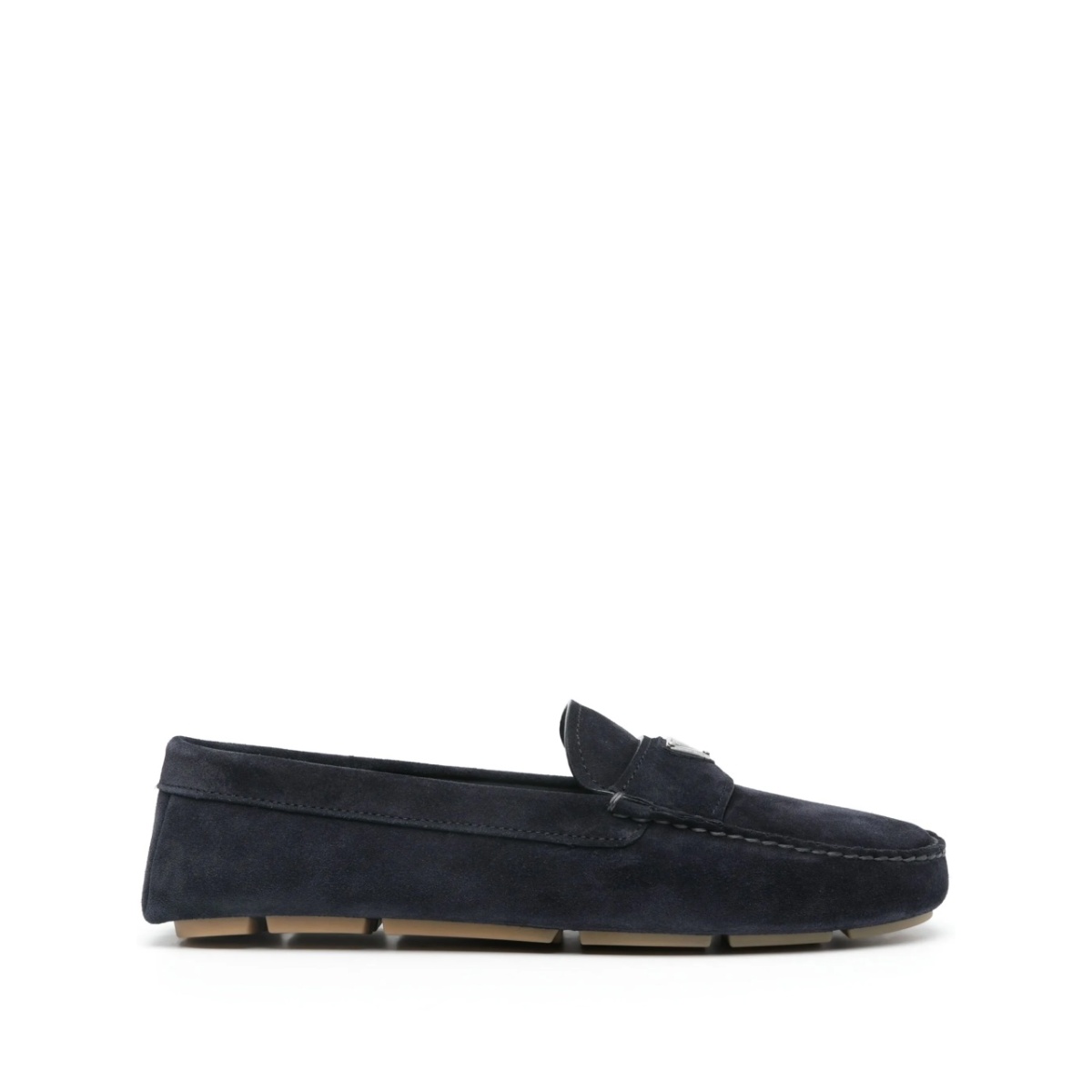 enamel-triangle-logo suede loafers