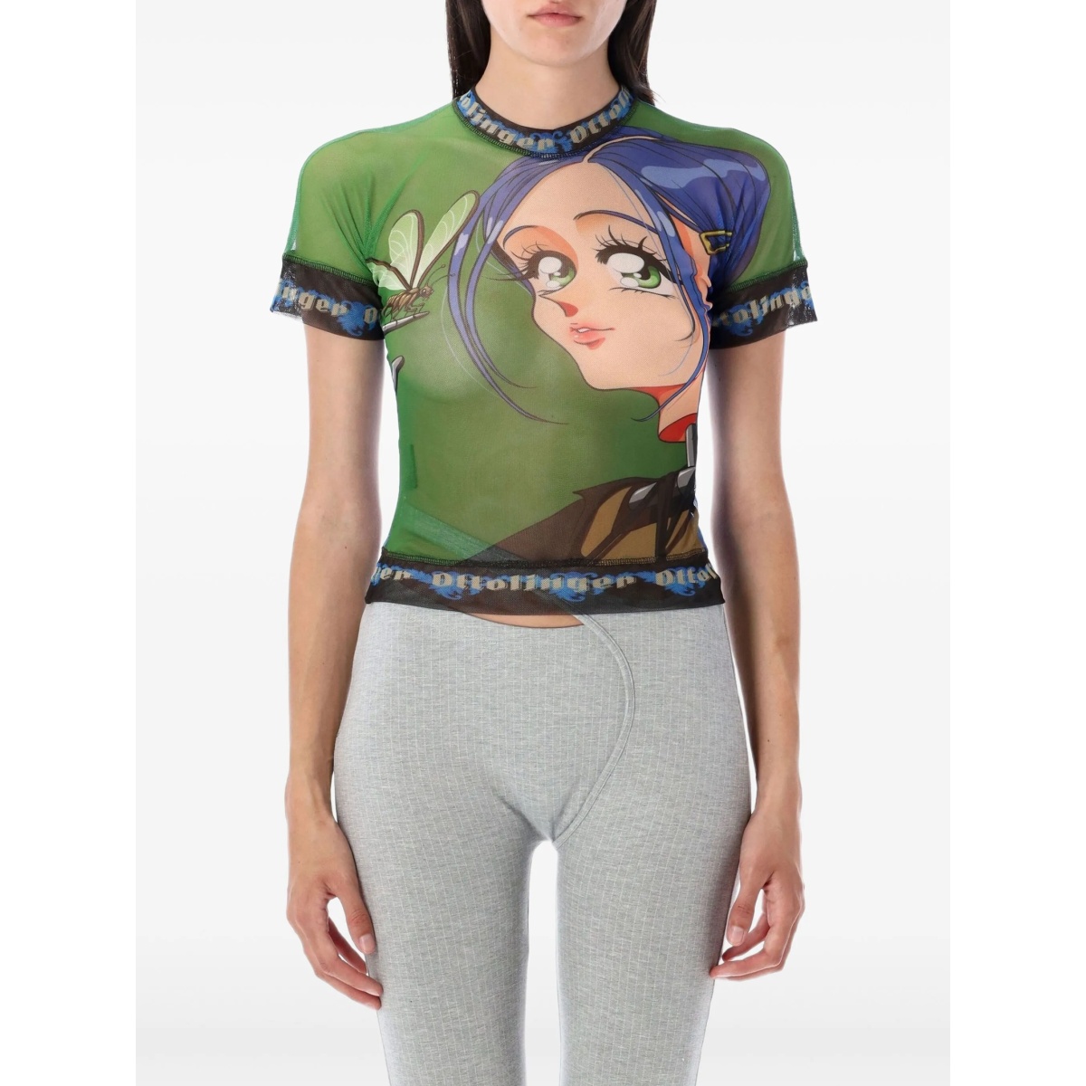 fairy-print mesh T-shirt
