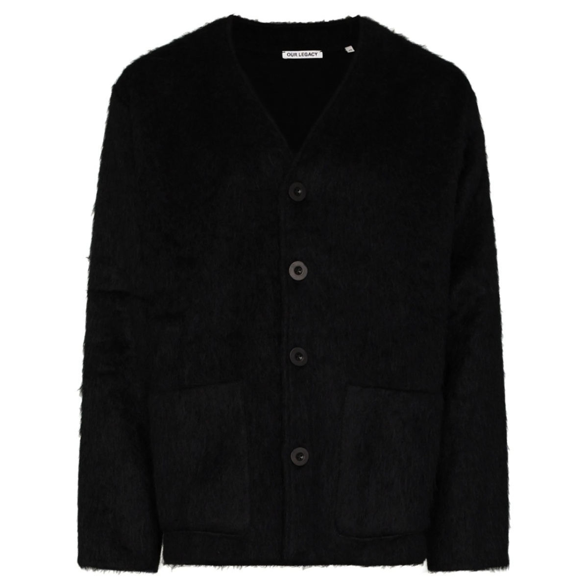 faux-fur button-up cardigan