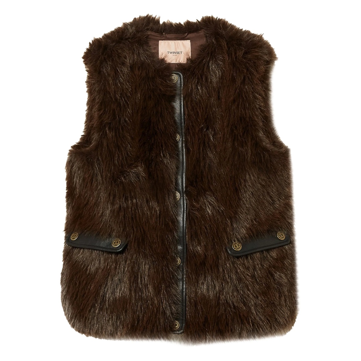 faux-fur buttoned gilet