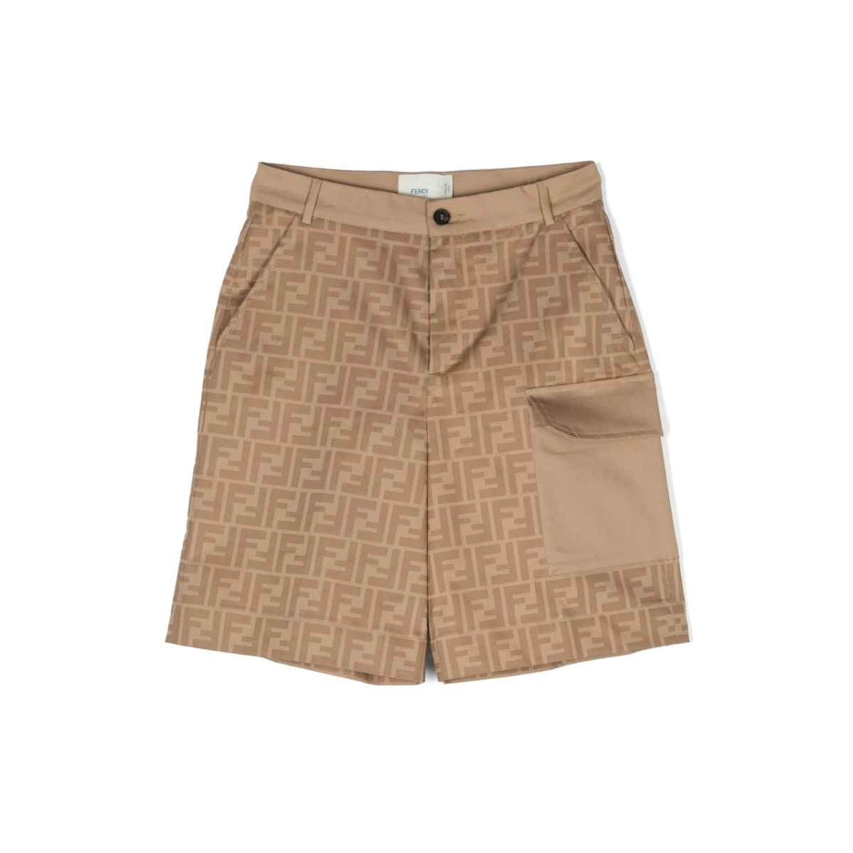 FF-patterned cargo shorts