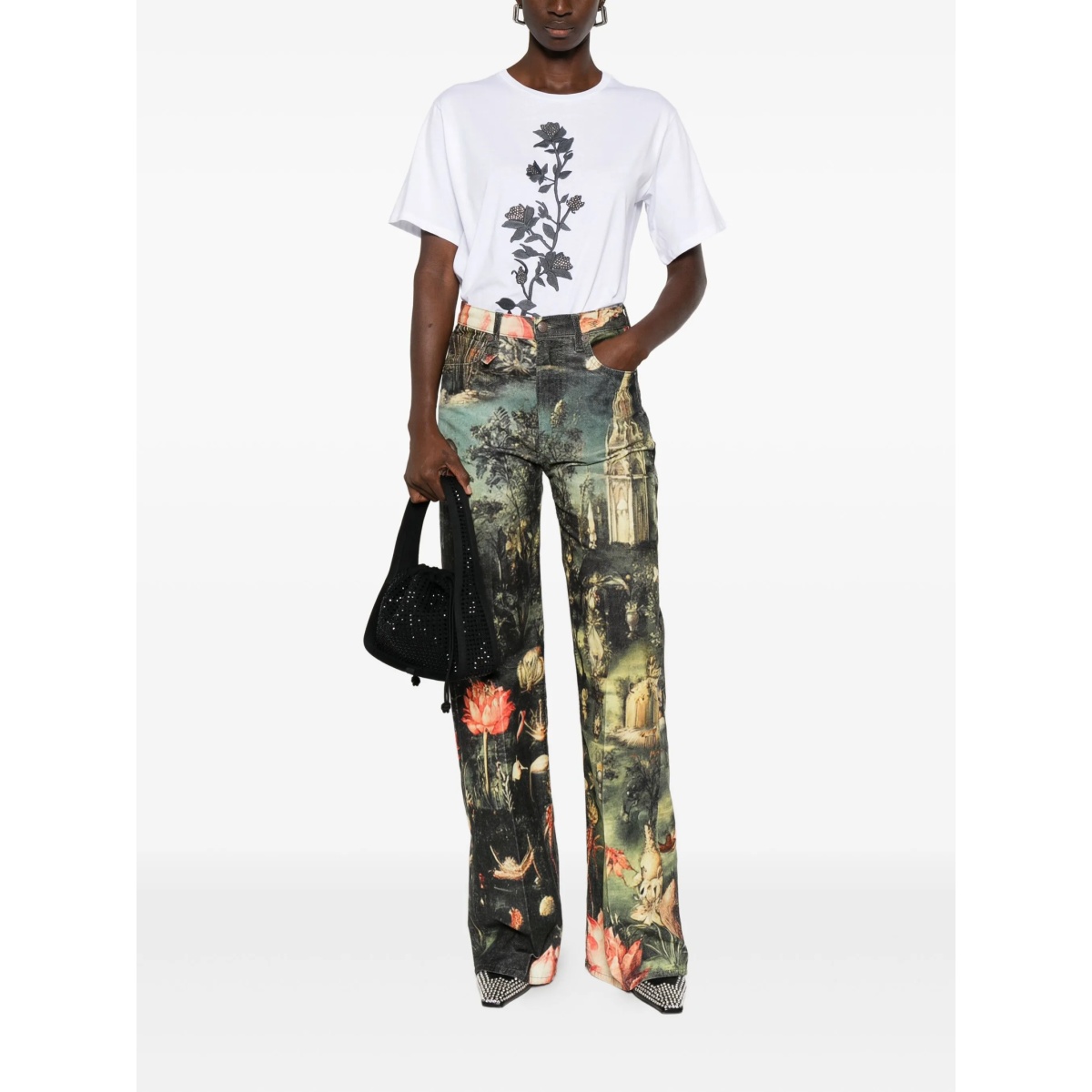 floral-motif cotton top
