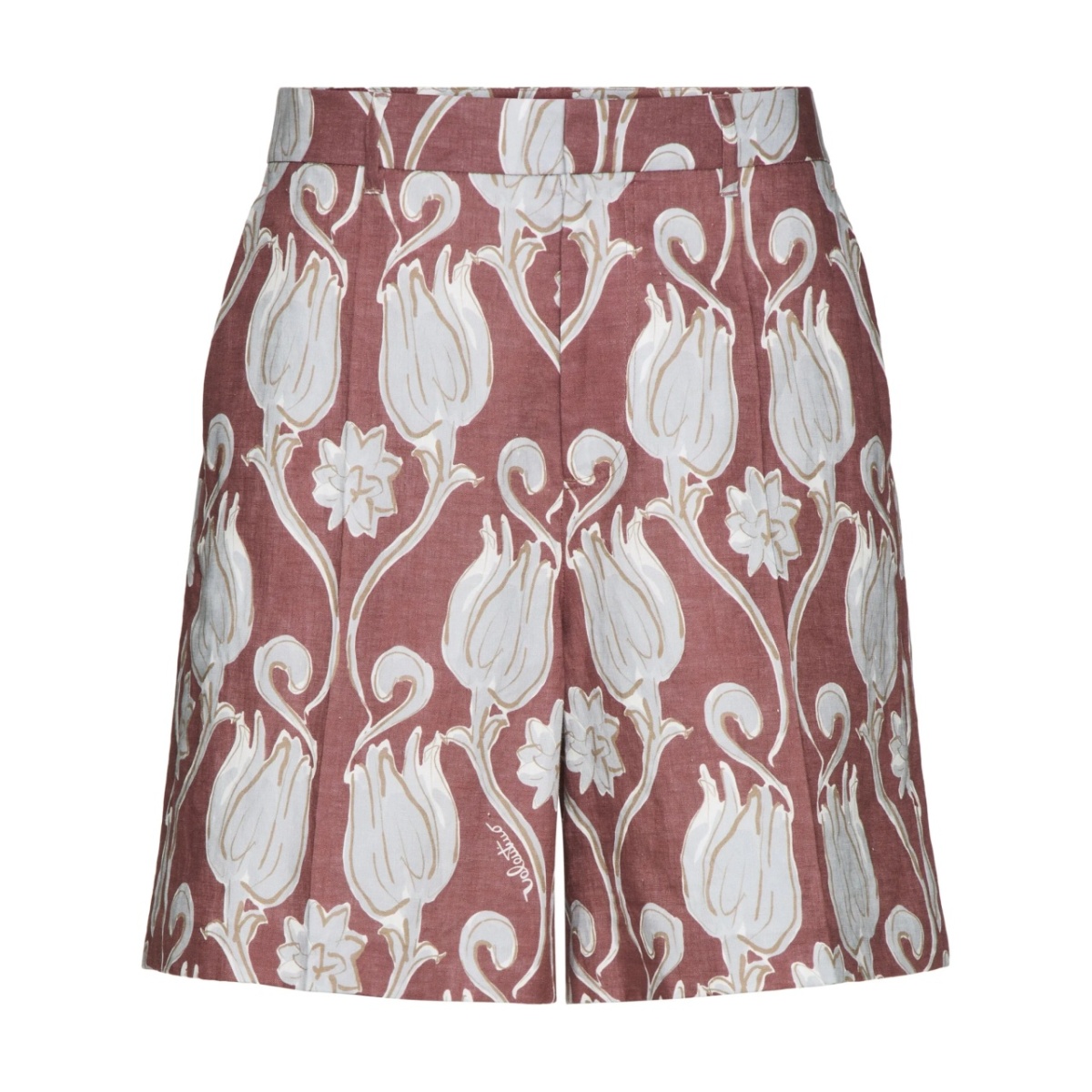 floral-print linen shorts