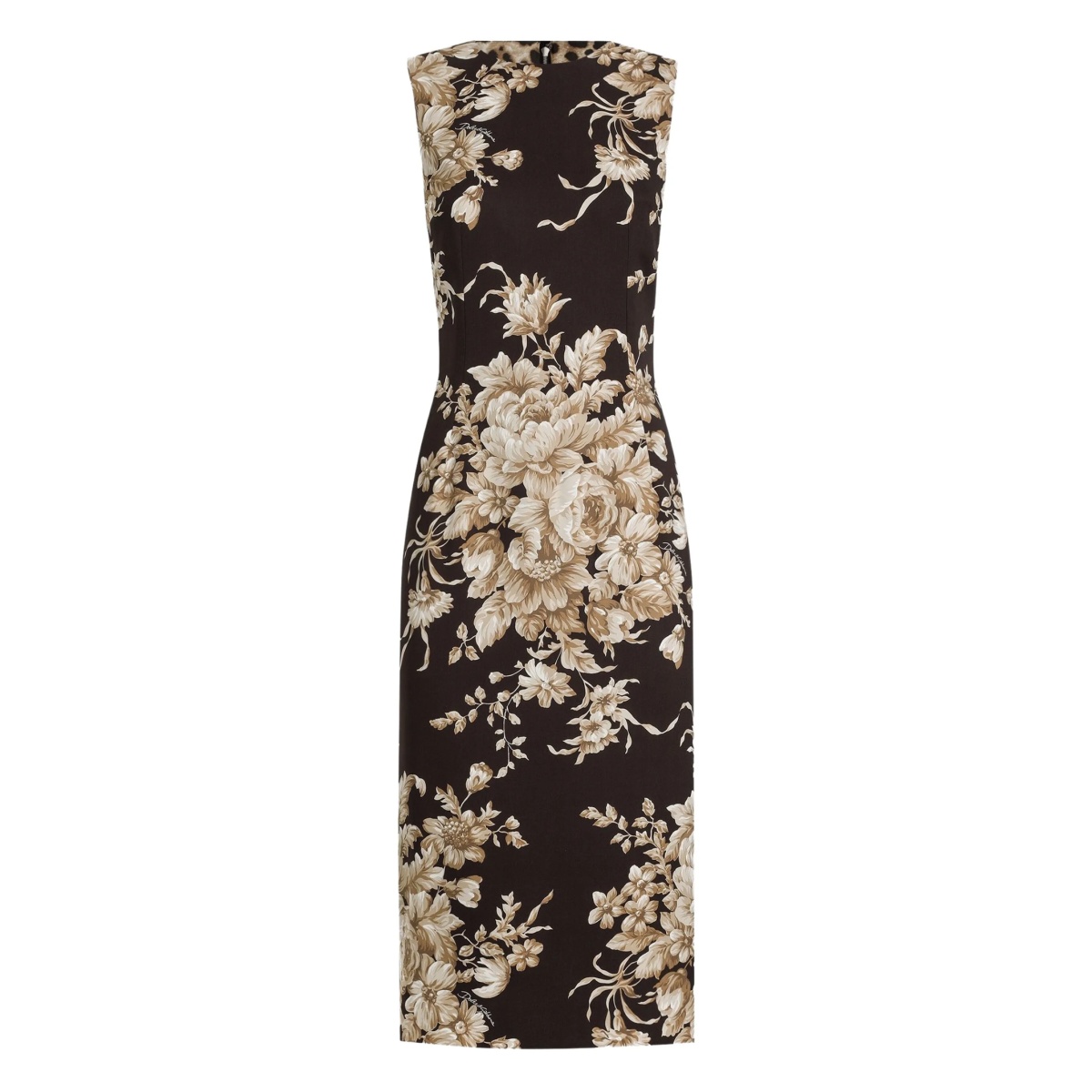 floral-print sleeveless midi dress