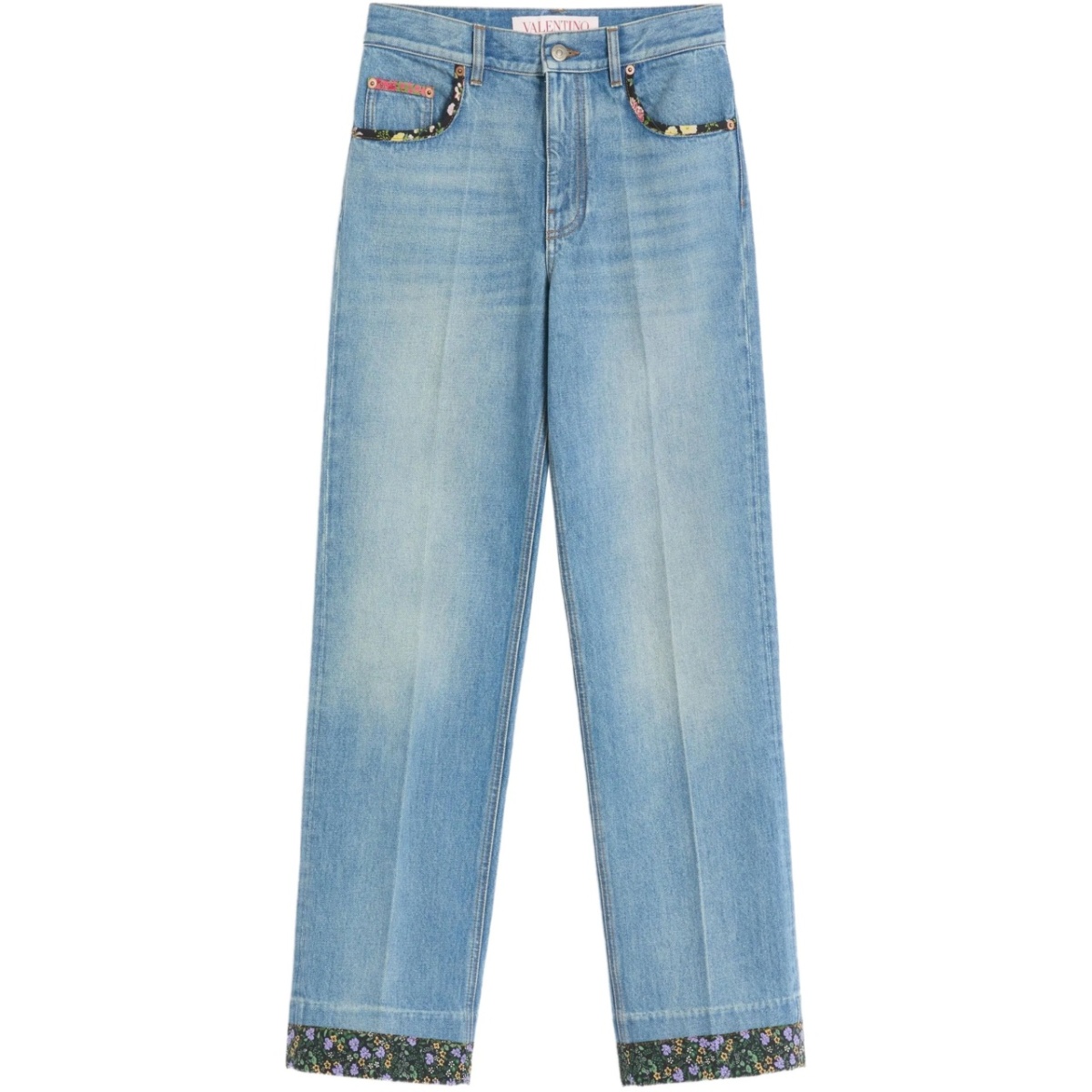 floral-trim jeans
