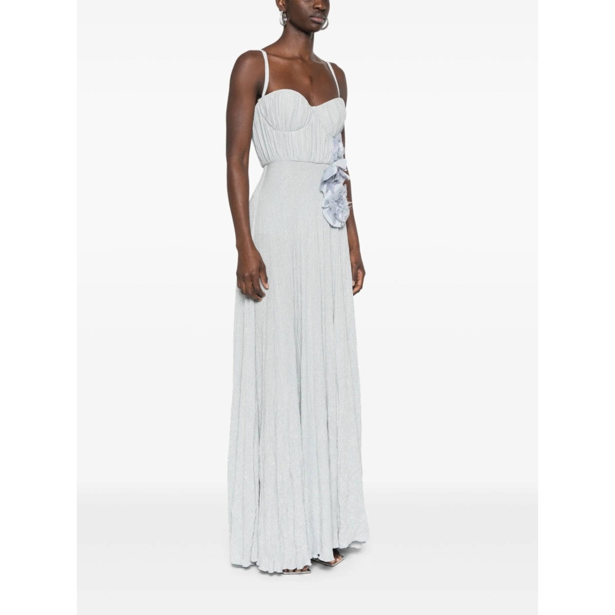 flower-embroidery lurex gown - Img 3