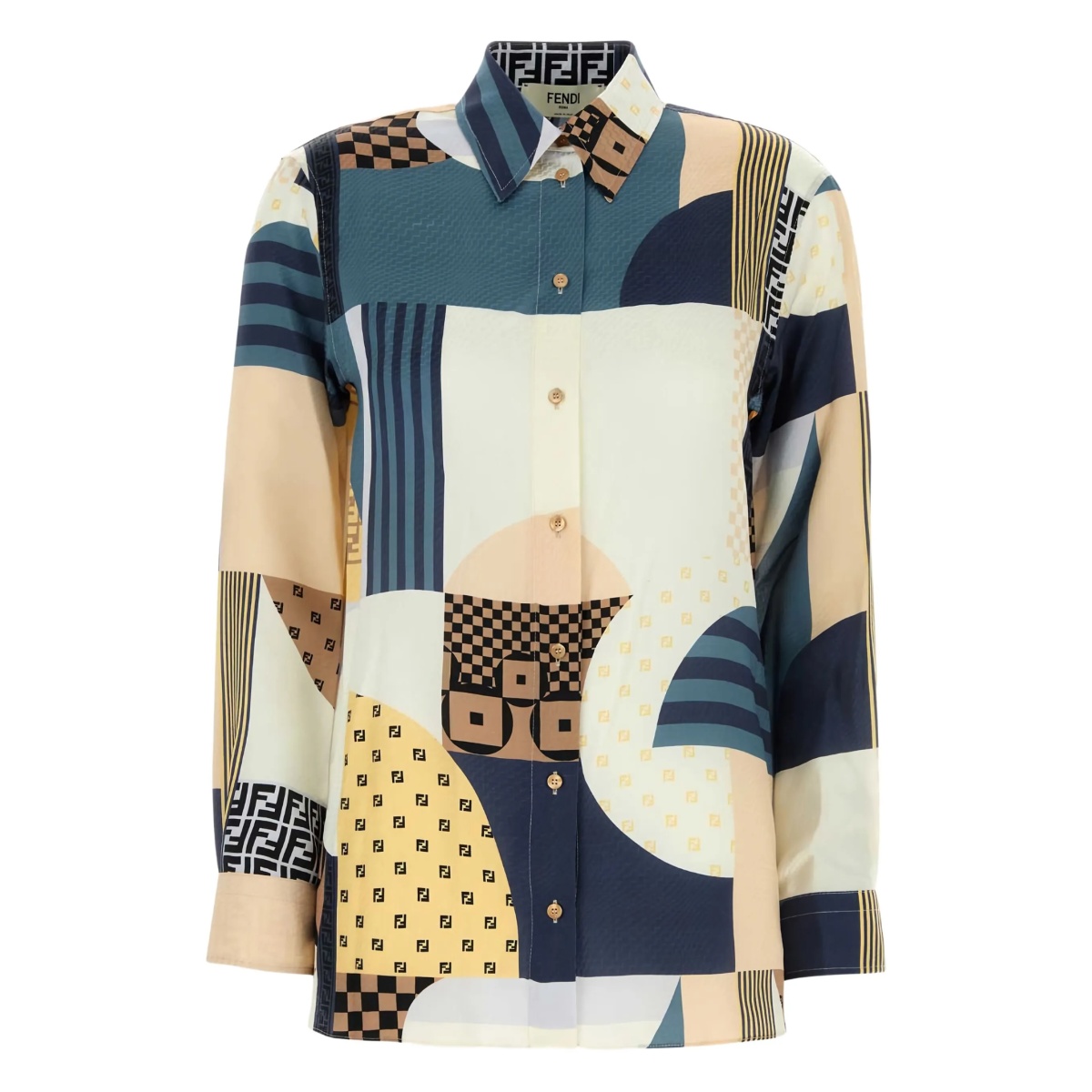 geometric-print silk shirt