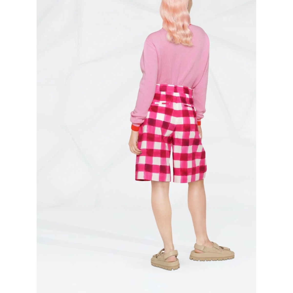 gingham-print tailored knee-length shorts - Img 4