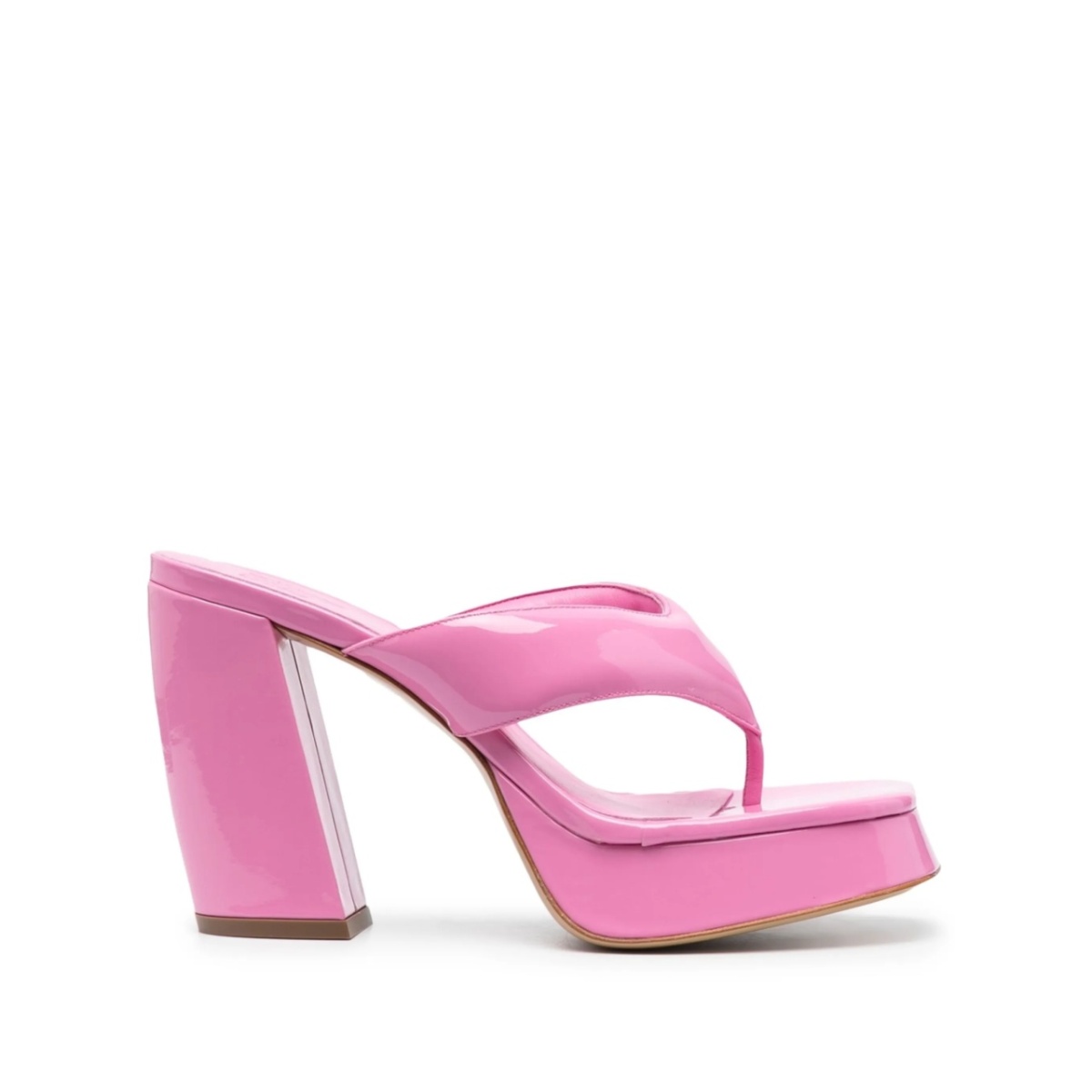 glossy-finish square-toe sandals