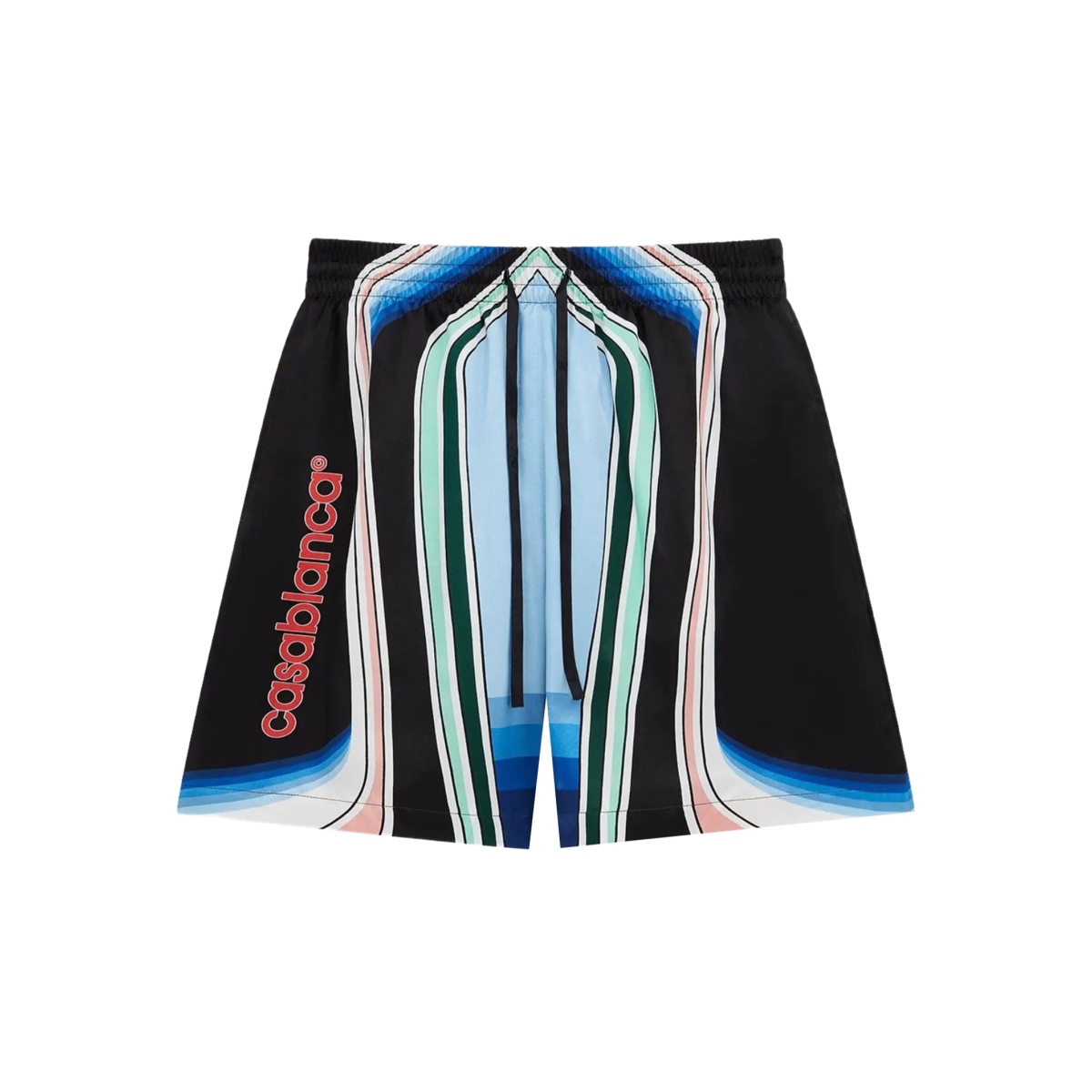 Graphic Mountain silk shorts