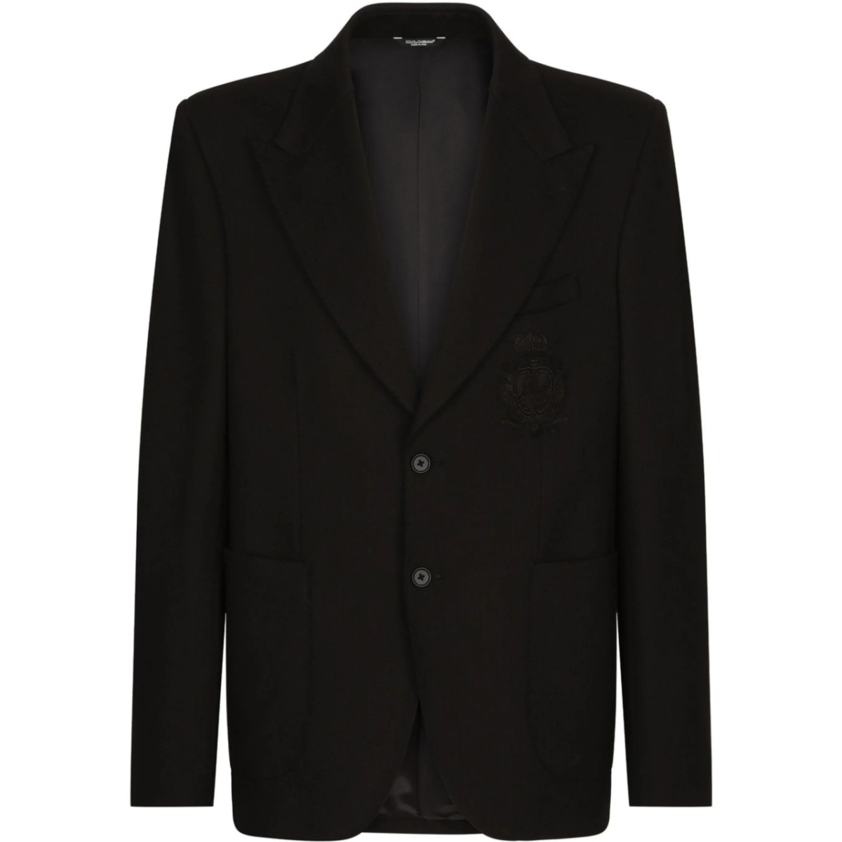 heraldic-patch single-breasted blazer