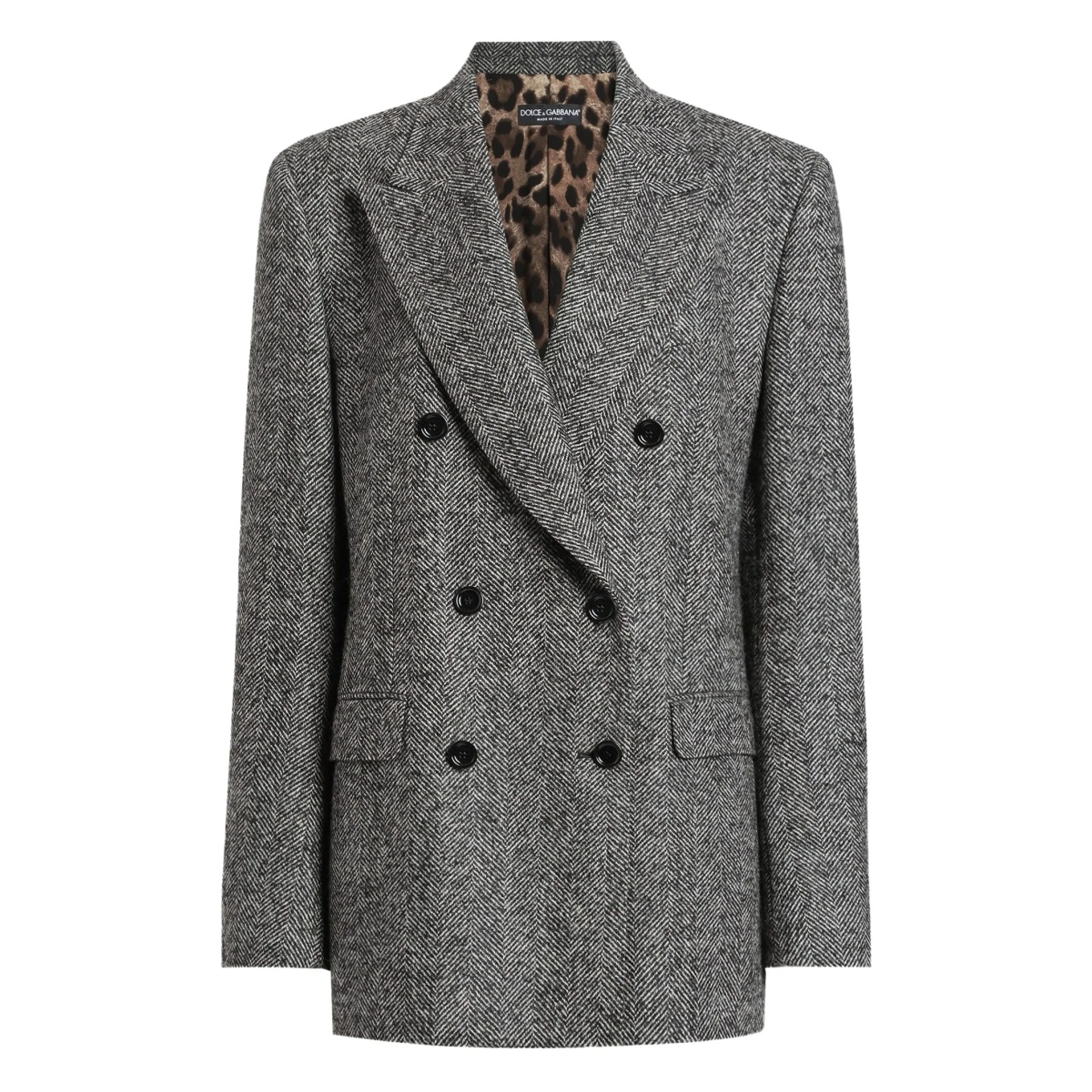 herringbone double-breasted jacket