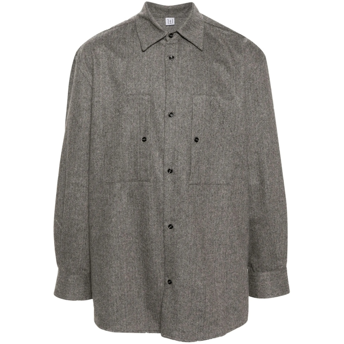 herringbone-pattern mélange shirt