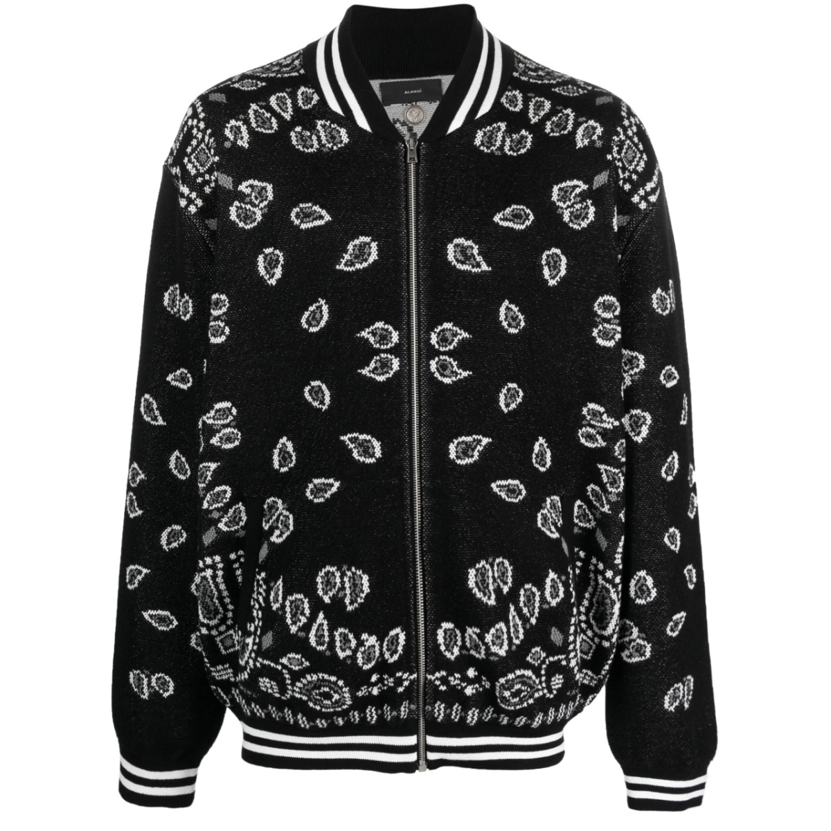 intarsia-knit zip-up bomber jacket
