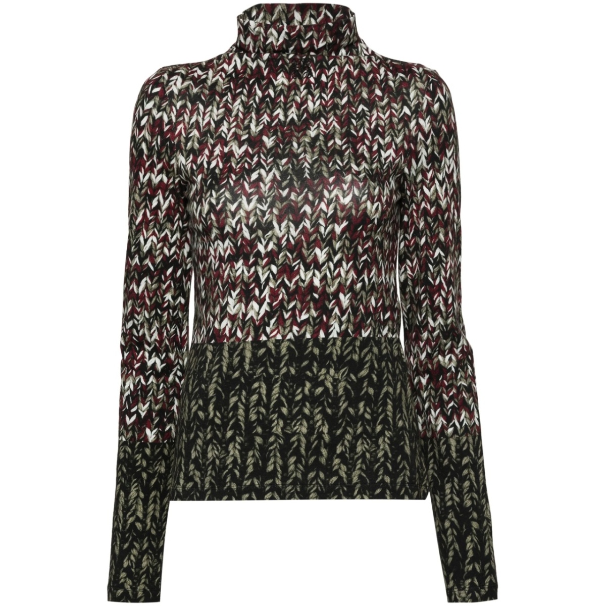 knit-print long-sleeve top