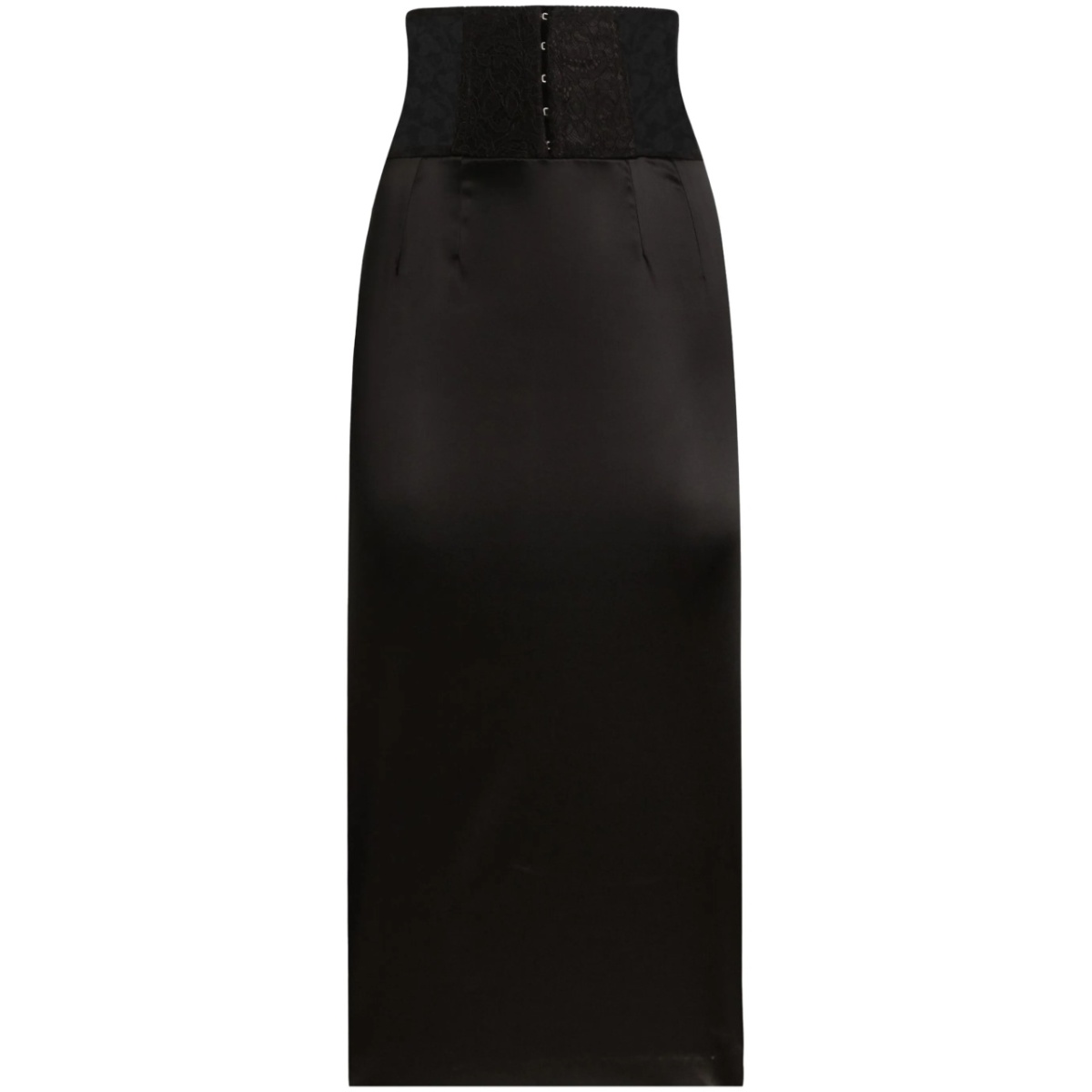 lace-appliqué midi skirt