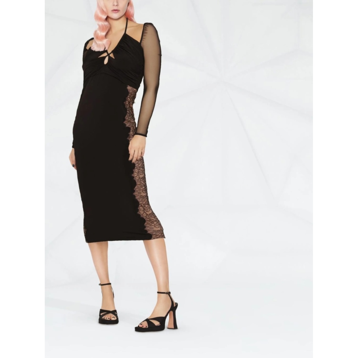 lace-trim midi dress - Img 4