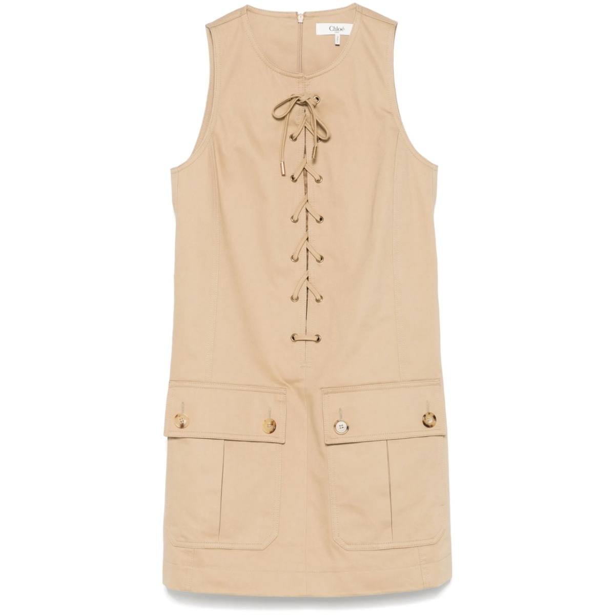 lace-up cotton mini dress