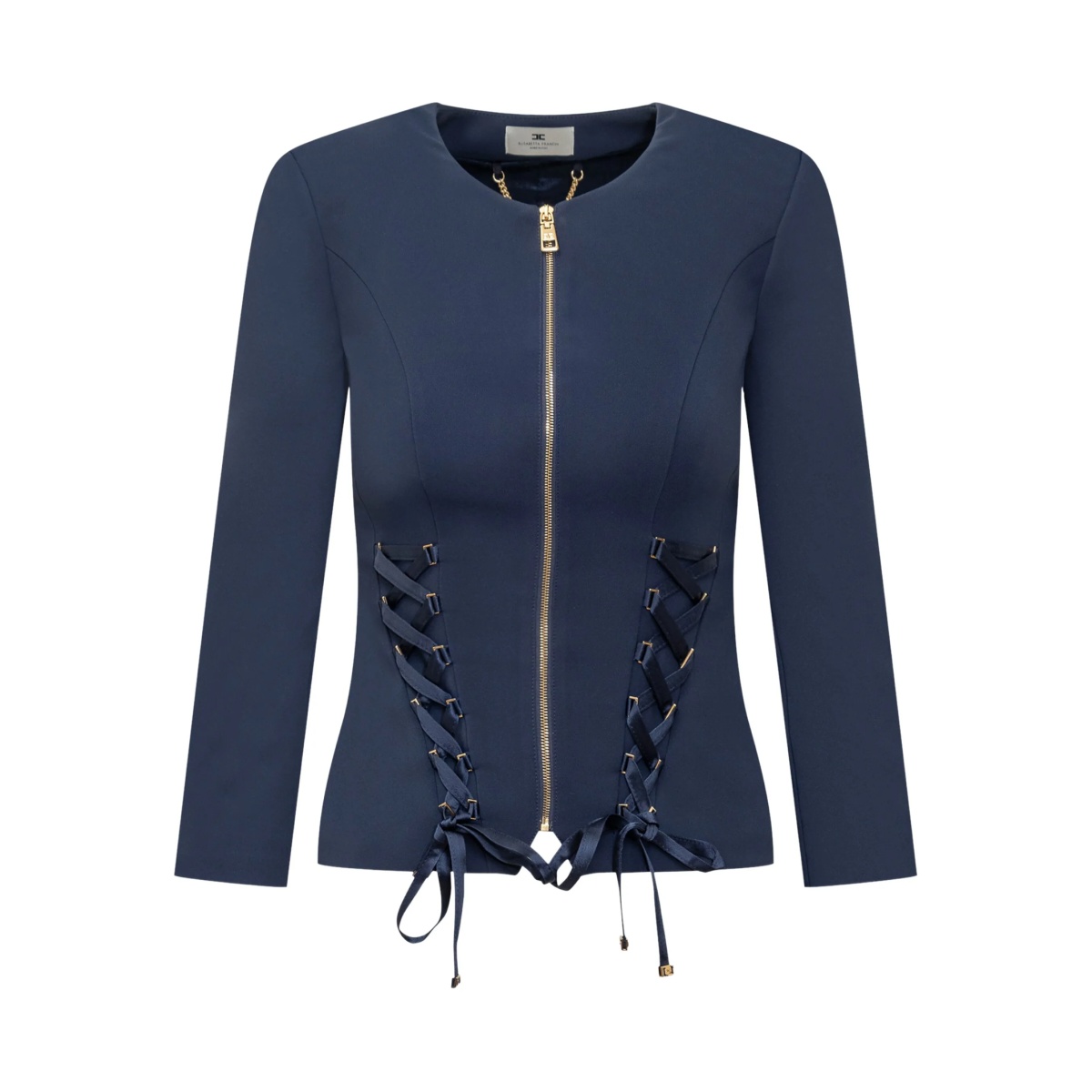 lace-up zip-front jacket