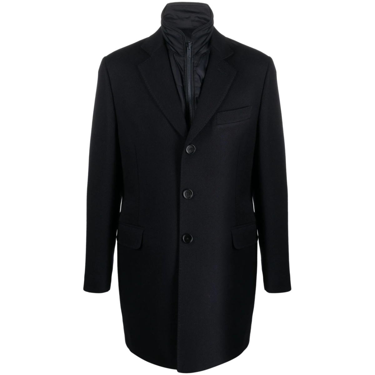 layered single-breasted coat
