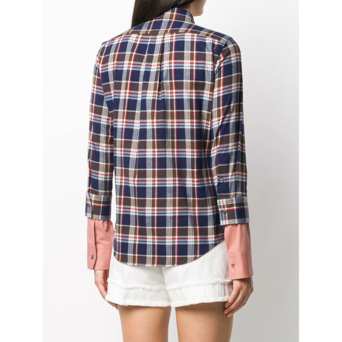 layered-sleeves plaid shirt - Img 4