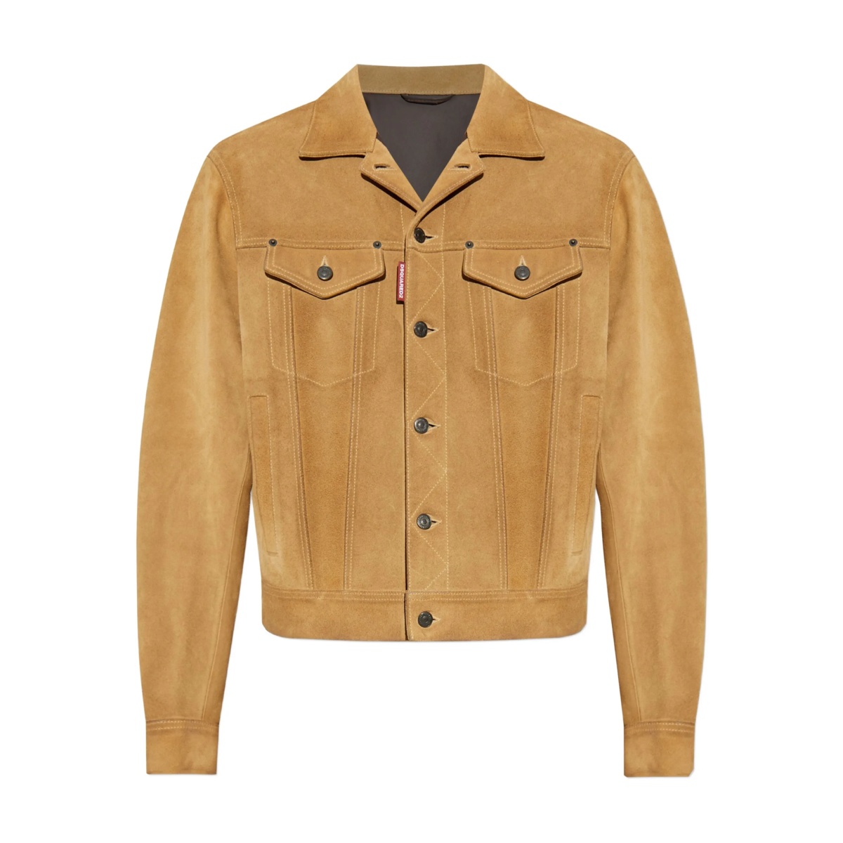 leather button-fastening jacket