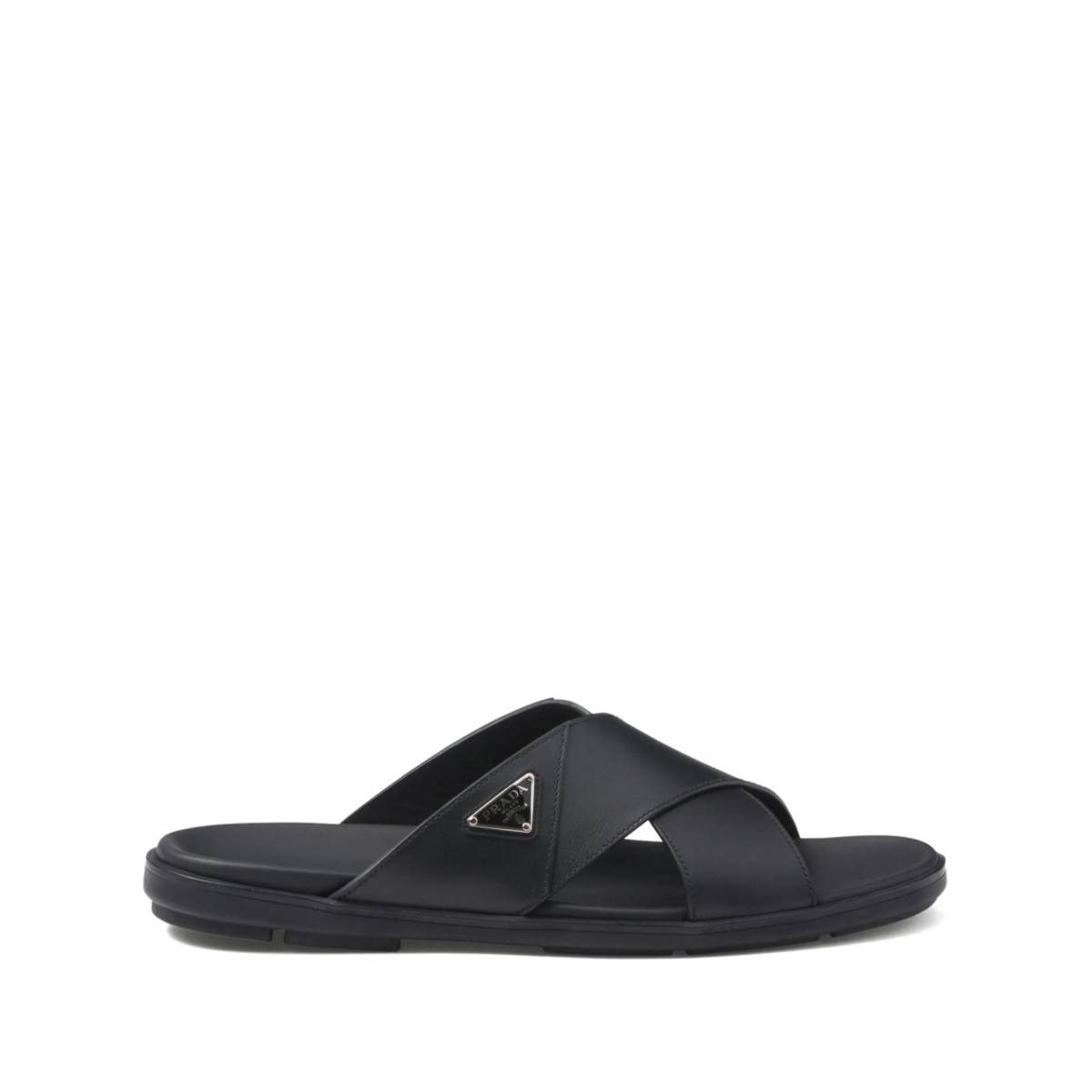 Leather crisscross slides