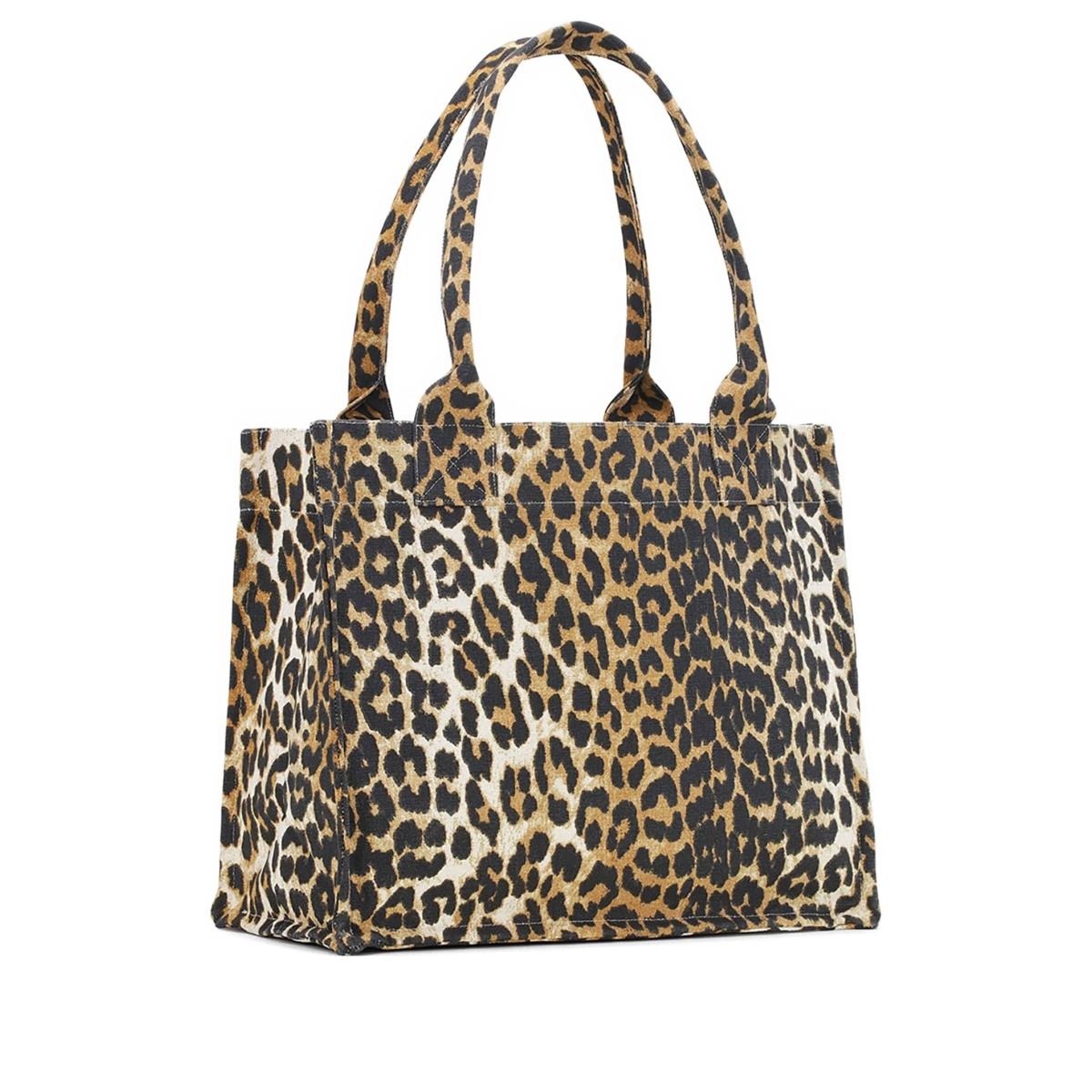 leopard-print canvas tote bag