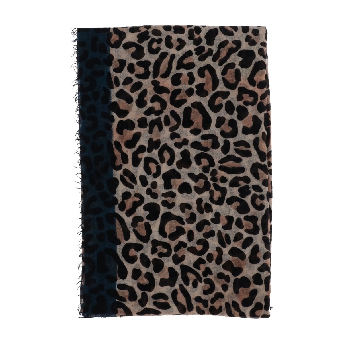 leopard-print panelled scarf
